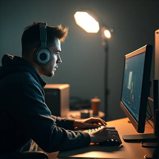Animator working on a complex motion graphics project on a computer